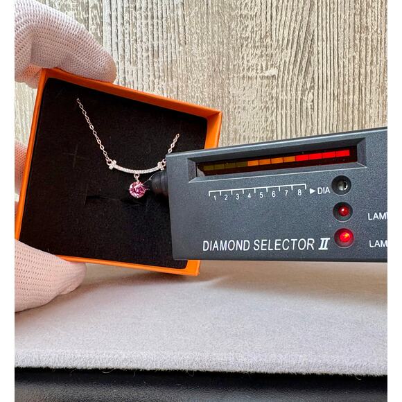 NEW 1ct Pink Sakura Moissanite on 16-18" 925 Silver Necklace - Picture 4 of 7